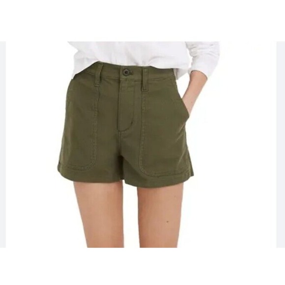 Madewell Small Perfect Military Twill Olive Green Camp Shorts Women's Cargo - Picture 1 of 11